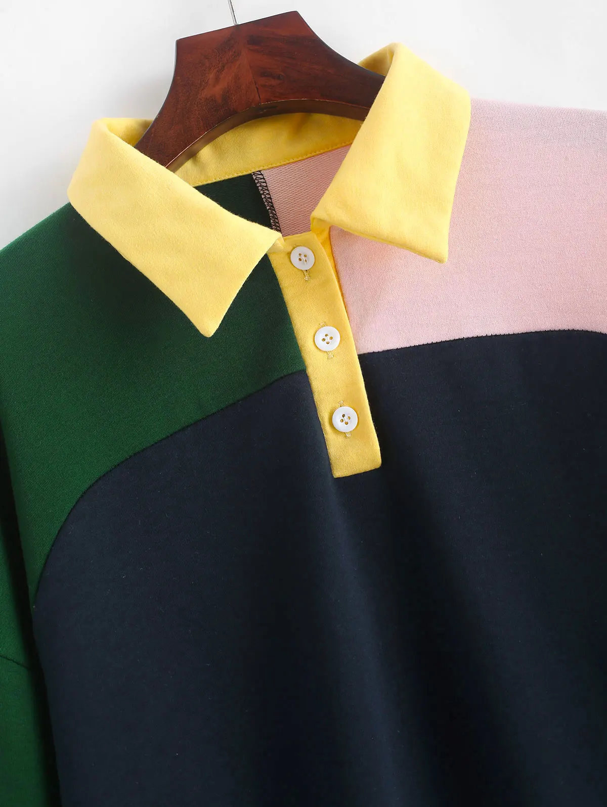 Zabul контрастная Лоскутная Женская Повседневная Толстовка осенние женские топы с отворотом и открытыми плечами свободные женские укороченные пуловеры на пуговицах