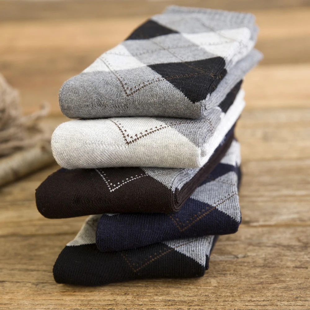 

5 Pairs Winter Thicken Men's High Quality Cotton Socks Warm Business Thick Socks Black Autumn Winter For Men Thermal