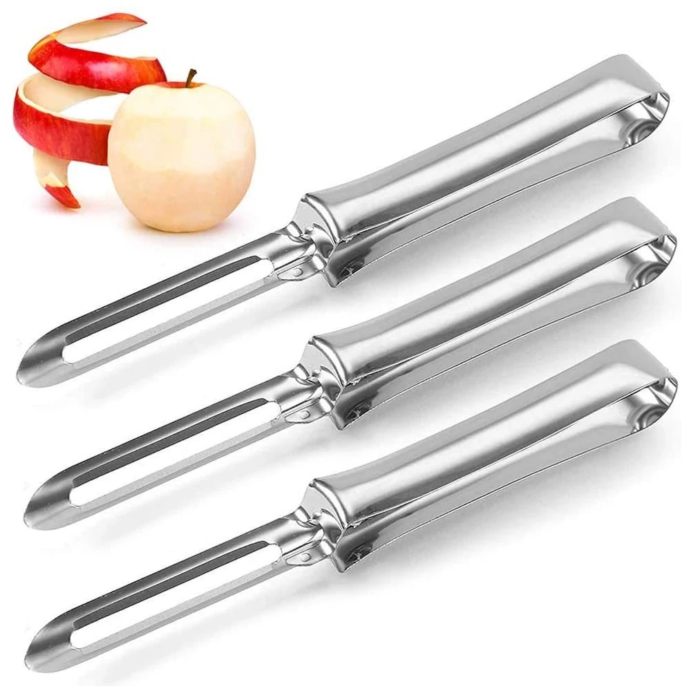 

Овощечистка, Овощечистка, портативная многофункциональная Серебряная Овощечистка для фруктов, 3 шт., инструменты для готовки, кухонные аксе...