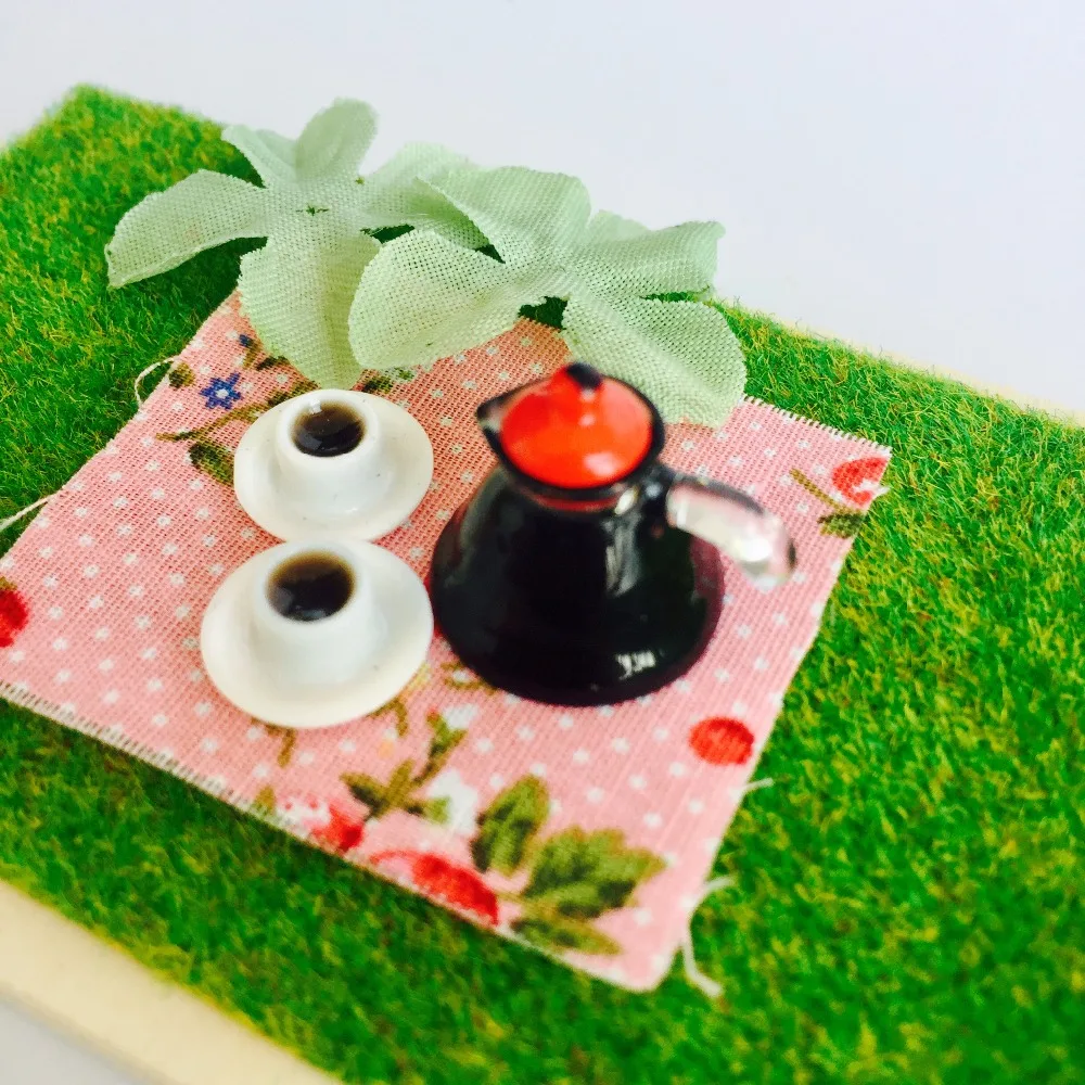 Миниатюрный кофейник и чашка в масштабе 1:12 тарелка имитация игры кукольный домик