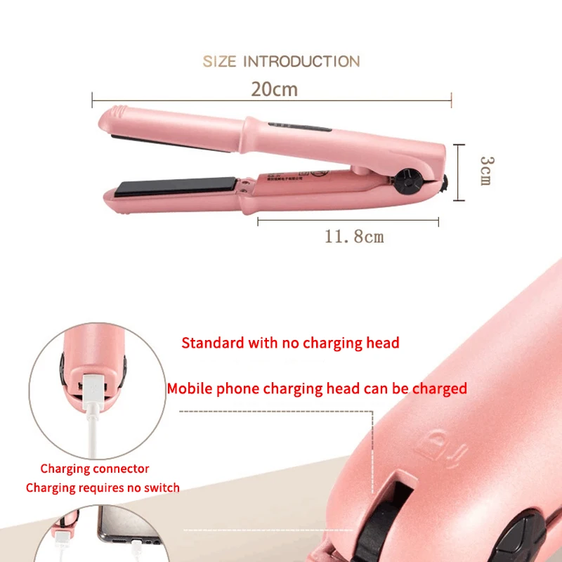 Портативный беспроводной выпрямитель для волос путешествий Мини USB