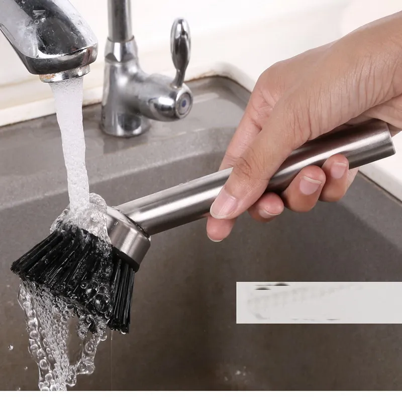 

304 stainless steel brush pot kitchen artifacts PVC silk ball dishes brush long - handled dishes dishes cleaning brush