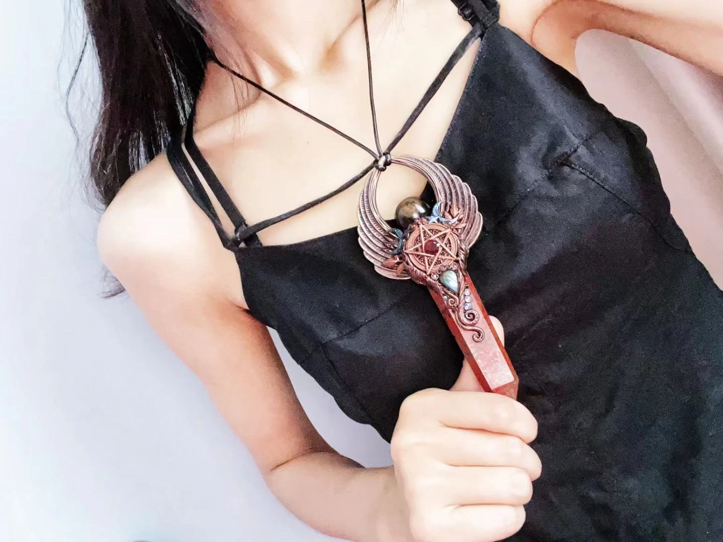 

Witch Crystal Scepter Energy Purification Seven Chakra Altar Decoration