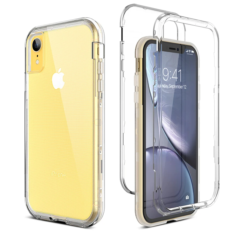 Прозрачный противоударный чехол 3 в 1 для iPhone X XS прозрачный жесткий из