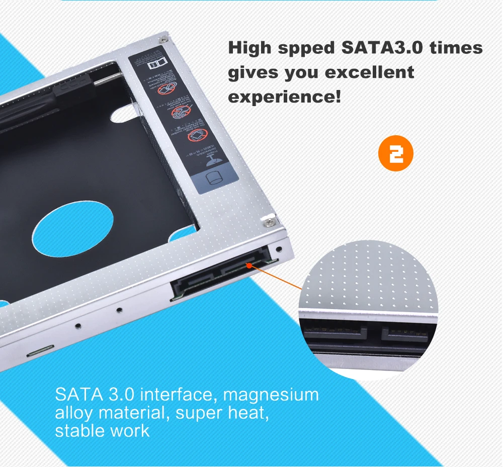 Tishric Алюминий 2nd Hdd Caddy 12 7 мм SATA 3 0 Корпус жесткого диска адаптер DVD HDD отсек для