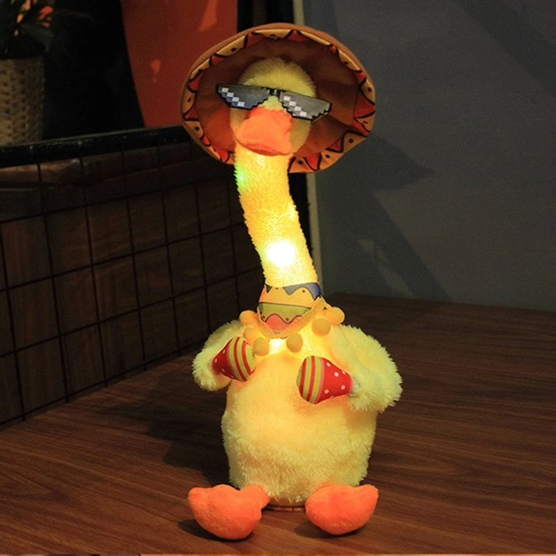 

T5EC 35cm/14in Dancing Duck Electric Plush Toy Realistic Soft Stuffed Party Gift Toy Music Player Education Toy w/t Songs