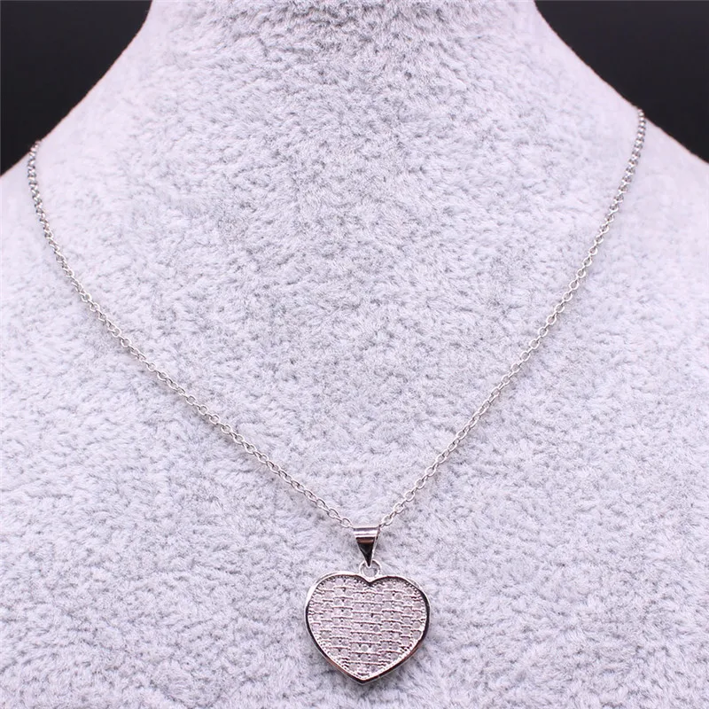 

2021 New Copper Zircon Heart Necklace Women Silver Color Best Friends Small Necklaces Pendants Jewelry bayan kolye N2021S04
