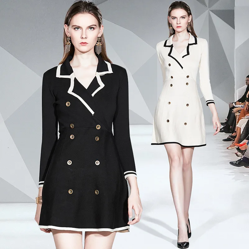 Осенний свитер ТРАПЕЦИЕВИДНОЕ трикотажное платье женское Повседневное с