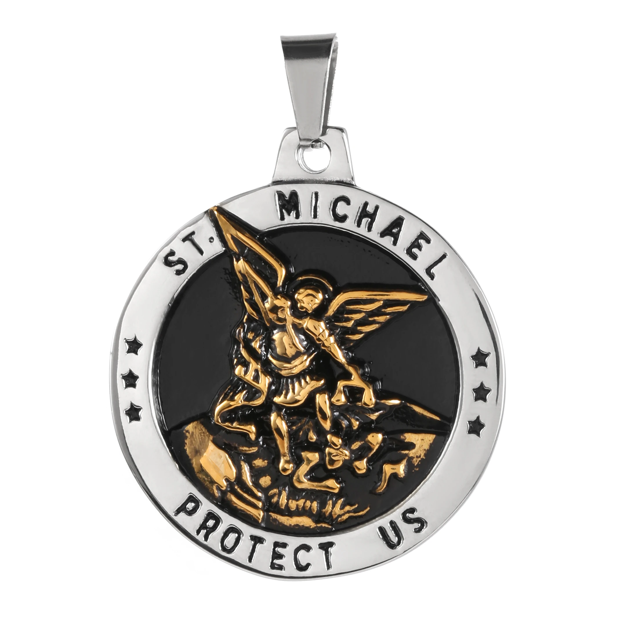 Подвеска SAINT MICHAEL PROTECT US 316L из нержавеющей стали Ювелирная подвеска с Майклом |