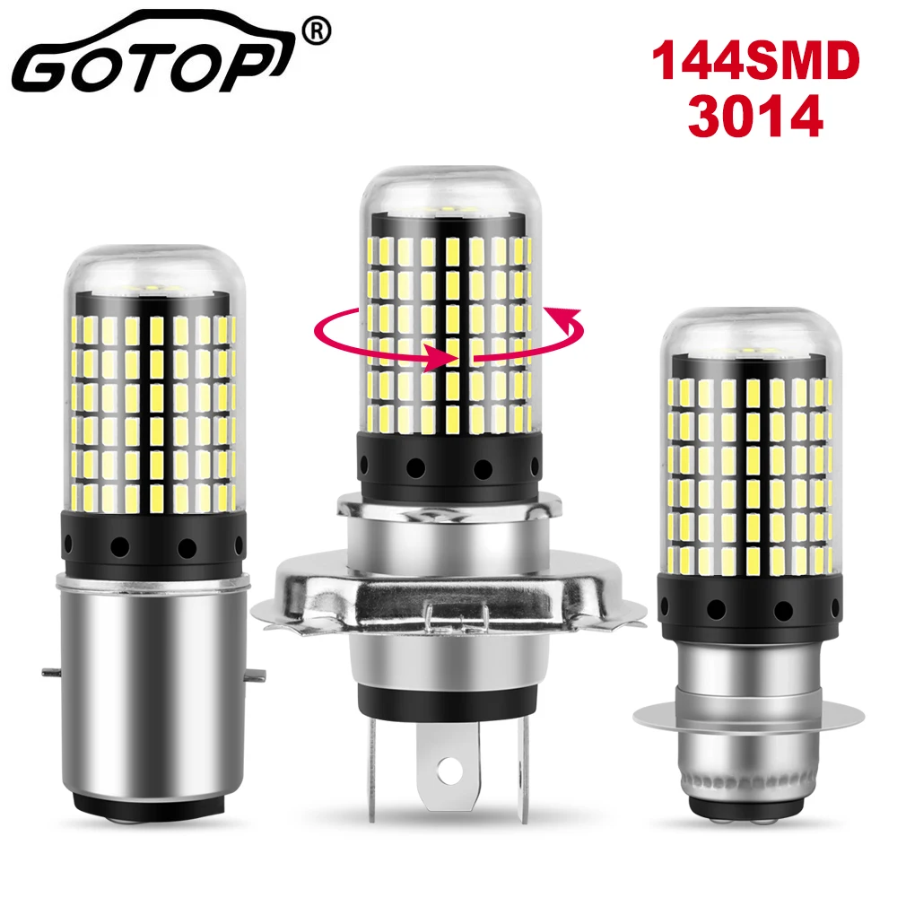 

1 шт. мотоциклетная светодиодсветодиодный фара BA20D P15D H6 H4 лампы высокой и низкой яркости мотоциклетная светодиодная фара 144 шт. лампы для авт...