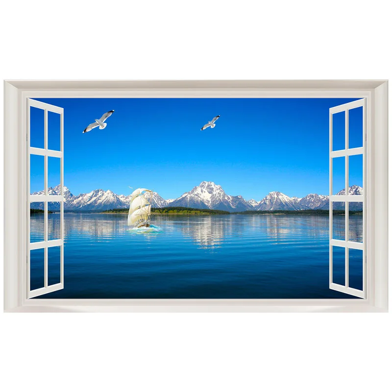 

5D DIY full square round drill Diamond painting Scenery Lake bird outside the window Cross Stitch 3d mosaic Wedding decoration
