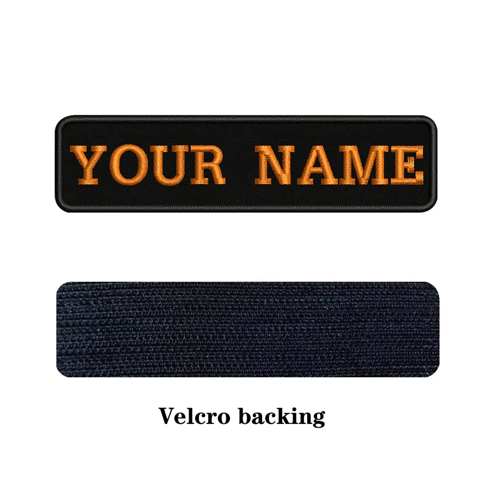 orange-Velcro На заказ Вышивка имя заплатка с текстом 10 см* 2,5 см значок железная или пришить или липучка Подложка для одежды брюки рюкзак шляпа - Цвет: orange-Velcro