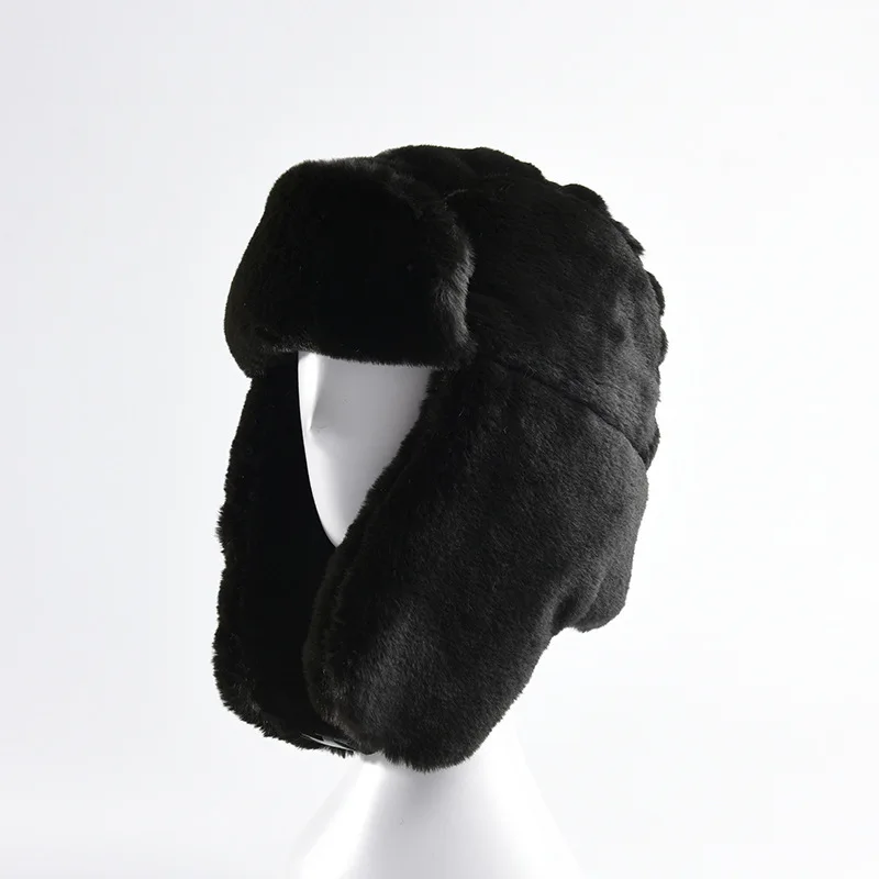 Толстая плюшевая шапка бомбер теплая зимняя для мужчин женщин ушанка шерсть