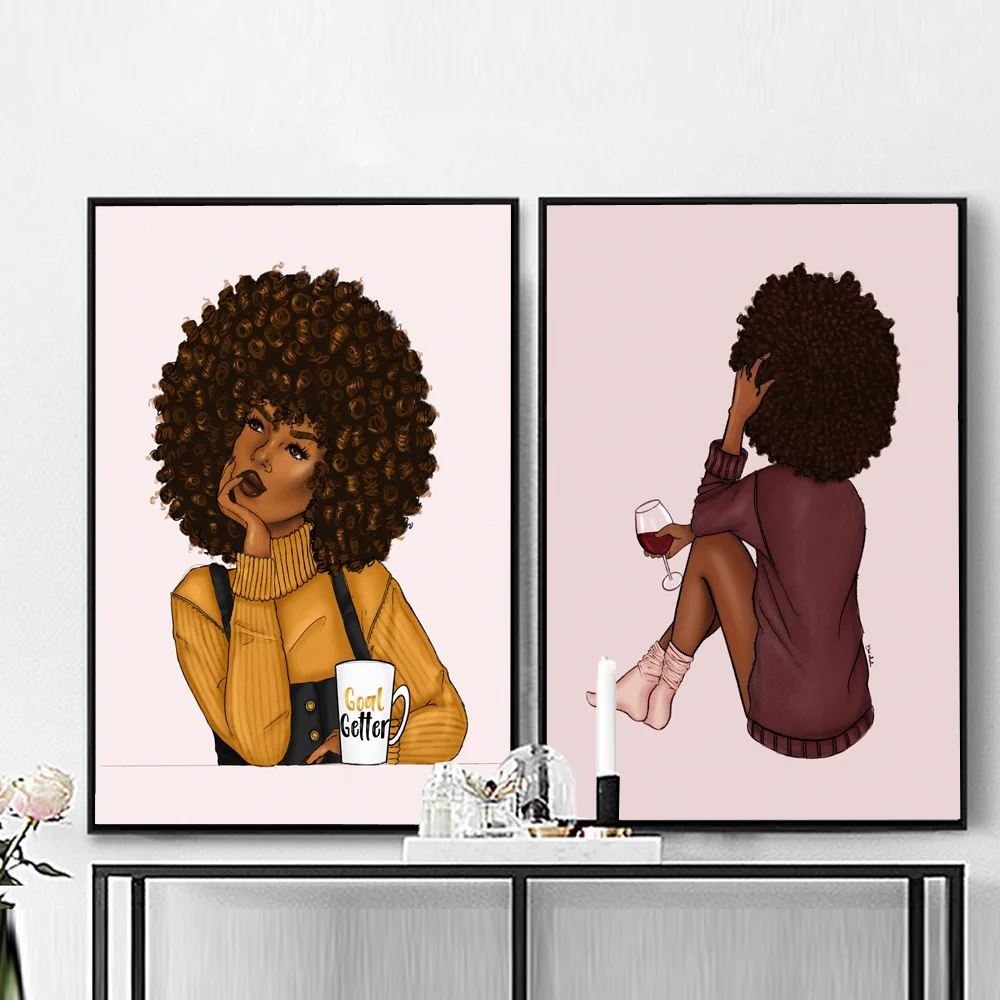 

Fashion Girl Abstract Black Woman African Art Canvas Painting Nordic Posters And Prints Wall Pictures For Living Room Home Decor