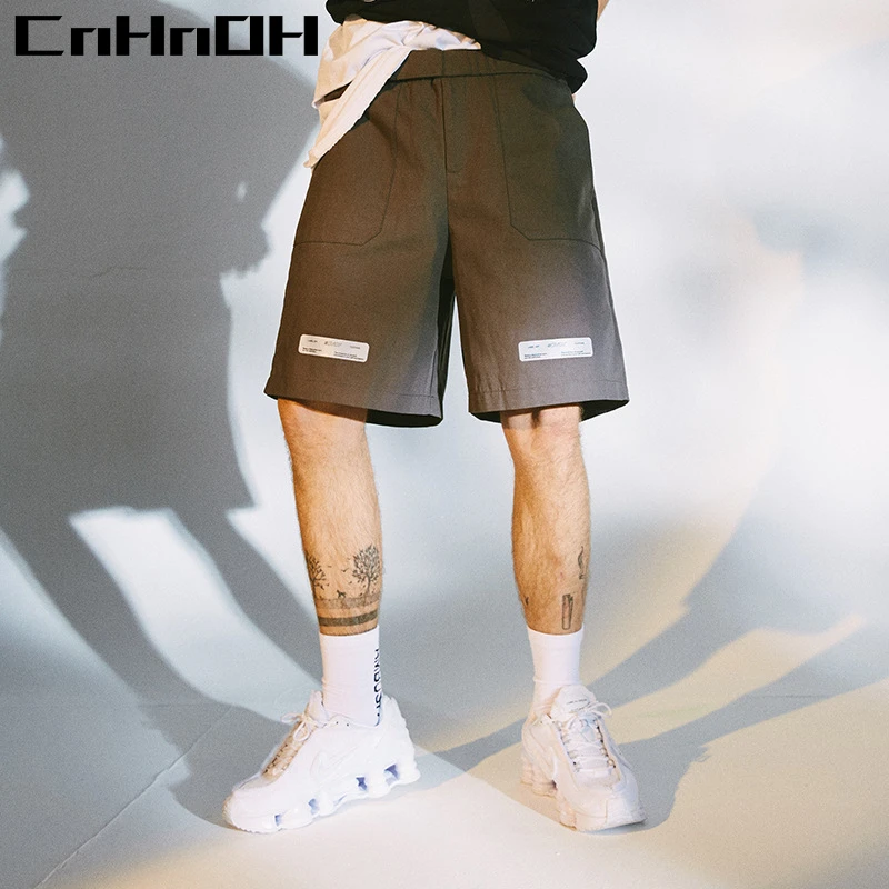 CnHnOH Original School Lazy Loose Straight 3M Reflective Pants HIP HOP Retro Fashion Brand Overalls Shorts Men 9701