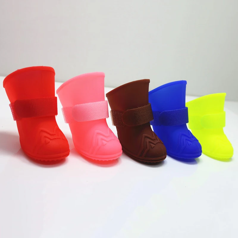 High Quality 4pcs Set Pet Dog Waterproof Shoes Soft Rubber Rain Boots Small Rainy Days XS-XL | Дом и сад