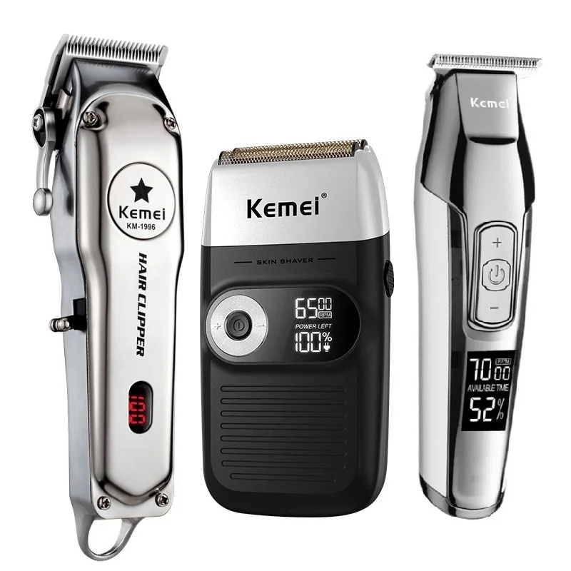 

Kemei All Metal Professional Electric Hair Clipper Rechargeable Hair Trimmer Haircut Shaving Machine Kit KM 1996/2026/5027/2024