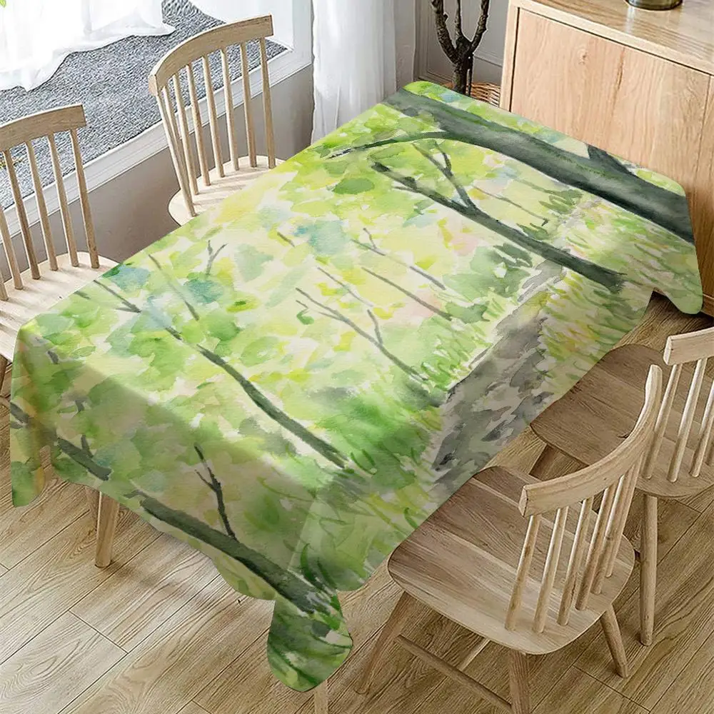 

Lavender Painting Tablecloth Beautiful Scene Waterproof Oilproof Rectangular Table Cloth for Party Family Practical Tablecloth