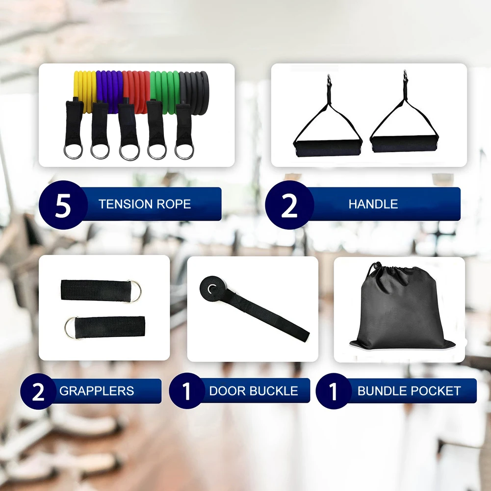 

Exercise Resistance Bands 11pcs/set 100 Pound TPE Pull Rope Fitness Equipment Exerciser Equipments Gym Training