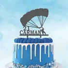 Персонализированный Топпер для торта, с именем на заказ, с парашютом, прыгающий силуэт, украшение для дня рождения