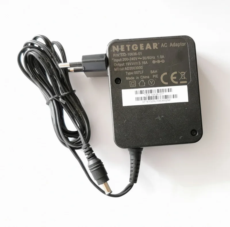 Used EU 19V 3.16A(200-240V) AC Adapter Adaptor For NETGEAR Wifi Router R8500 R8000 X8 AC5300 X10 X8 X6 X6S X4S R8900 R8500