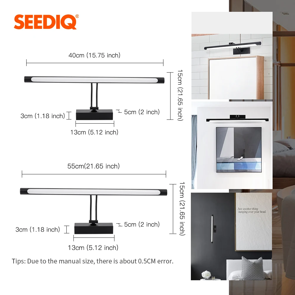 Светодиодный настенный светильник для ванной комнаты черный серебристый 8 Вт 40