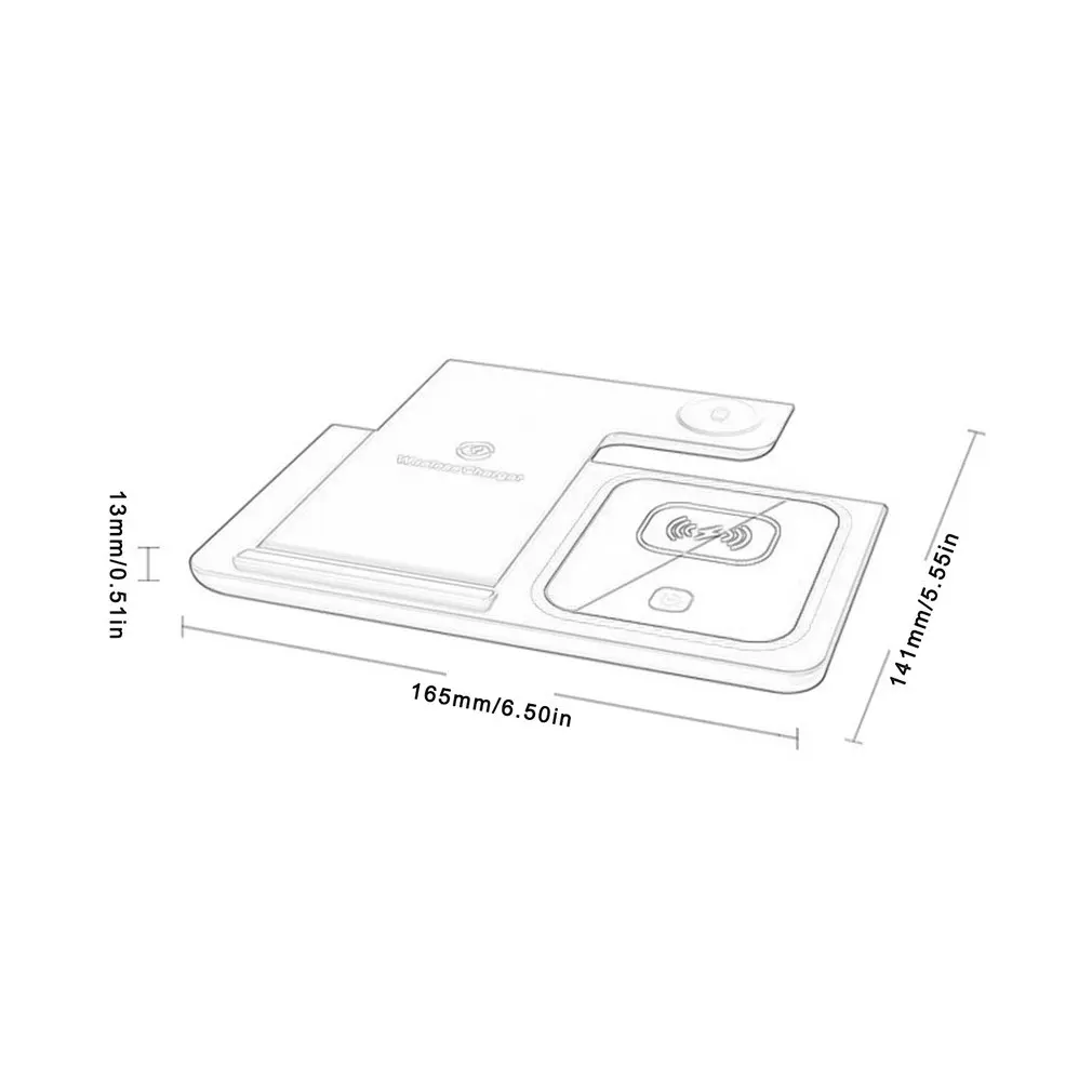 Беспроводное зарядное устройство 3-в-1 складная двойная катушка Горизонтальная и