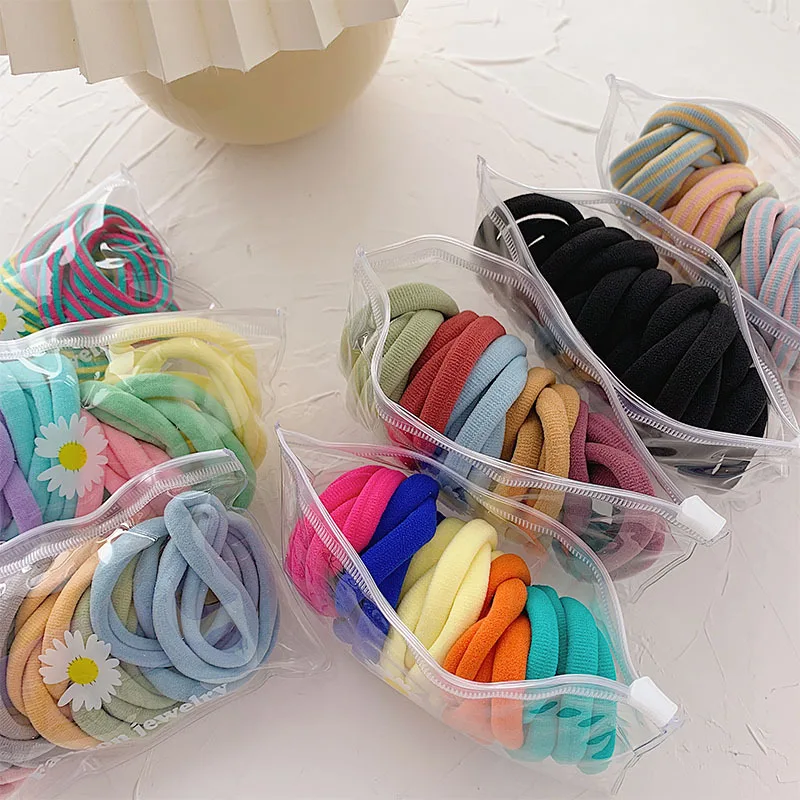 

New 25PCS/bag ins High Elasticity Hair Rope Durability Rainbow Colors Scrunchie Hair Ring Hair Ties Rubber Hair band
