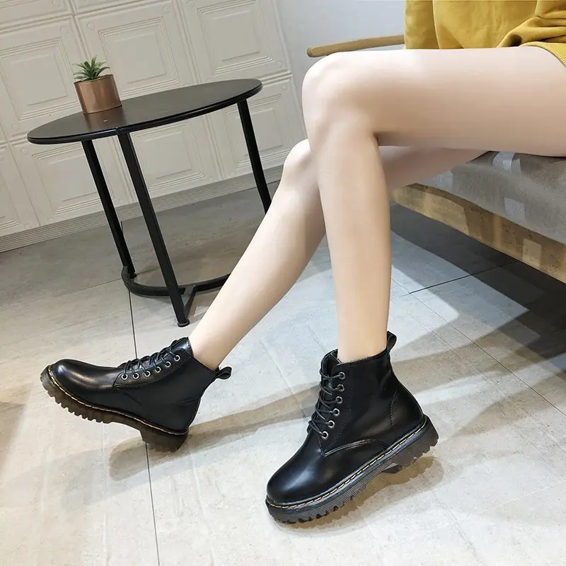

2020 new ladies Martin boots British style all-match women shoes plus velvet warm short boots trendy fashion casual women boots