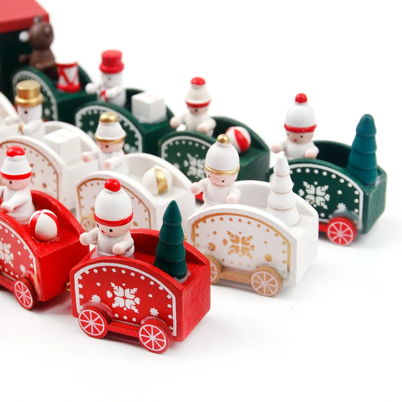 PATIMATE Christmas Wooden Train Merry Christmas Decorations For Home Christmas Ornaments Xmas Navidad Gift New Year