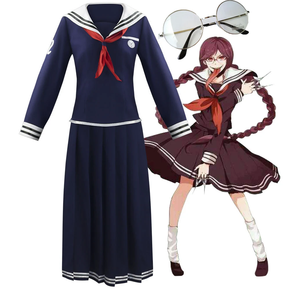 

Danganronpa Dangan-Ronpa 2 Fukawa Toko Cosplay Costume School Uniform costume with wigs Glasses