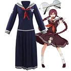 Костюм для косплея из данганронпа, школьная форма с париками и очками, 2