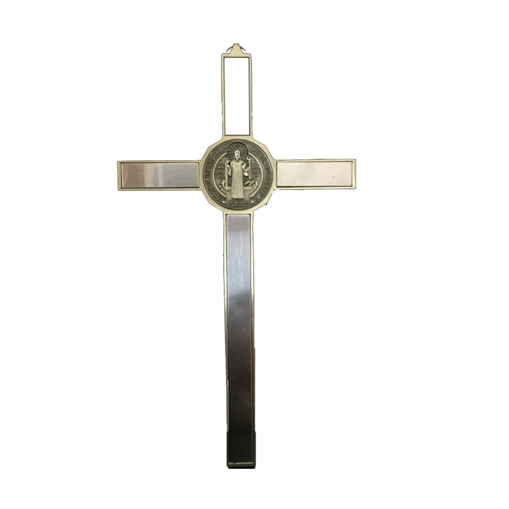 

Boutique Bronze Saint Benedict Exorcism Jesus Cross Bitter Statue Pendant Small Catholic Christian Gift Crafts