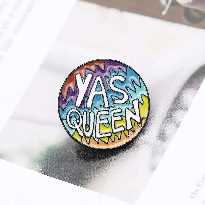 

Accessories for Jewelry Brooches Enamel Pin Geometric Multicolored Lettering Queen Brooch for Women's Clothing Gift