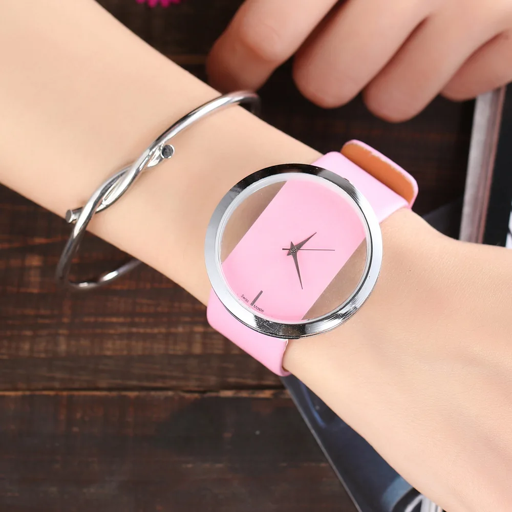 Женские часы в Корейском стиле минималистичные креативные женские с прозрачным