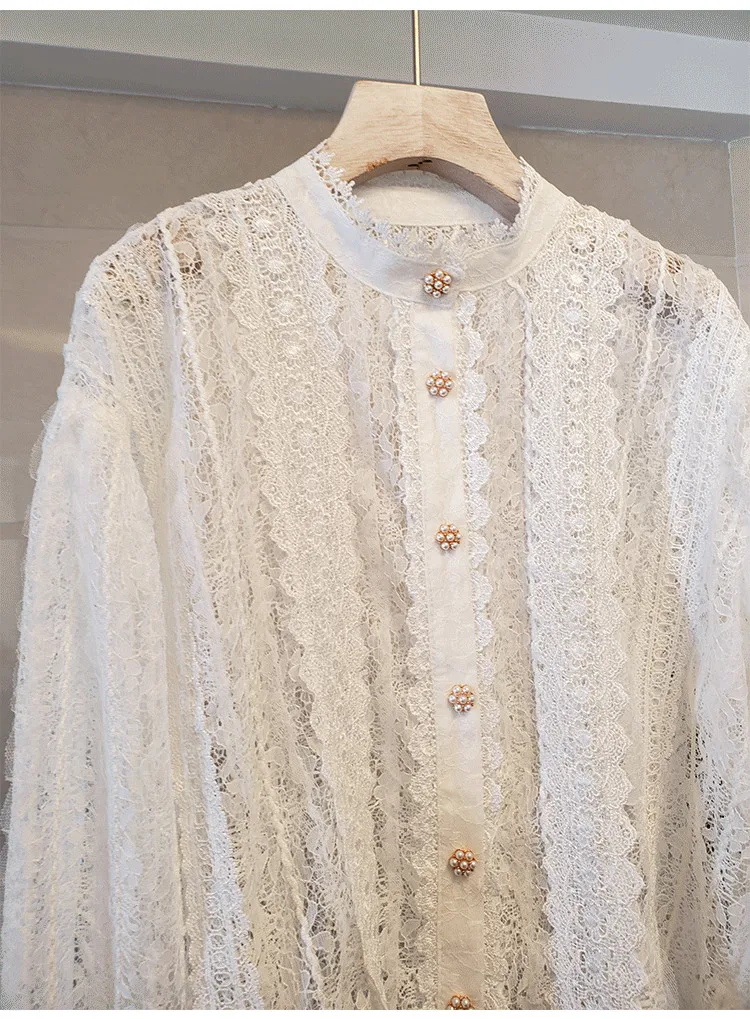 HAMALIEL новинка 2020 весна-осень кружевная рубашка топы высокое качество роскошные