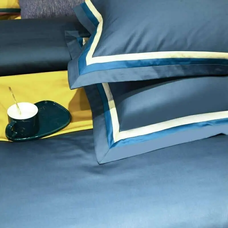 

Solid Blue Comforter Cover Set Egyptian Cotton Soft Duvet Bed Sheet King Size Bedding Set Comfortable Duvet Cover Pillow Case