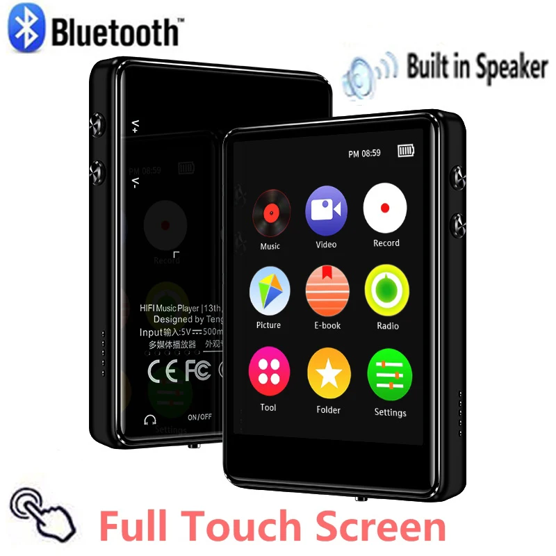 IQQ X62 Bluetooth MP3 плеер Музыкальный плеер полный сенсорный экран металлический HiFi плеер без потерь с динамиком, fm-радио, запись голоса
