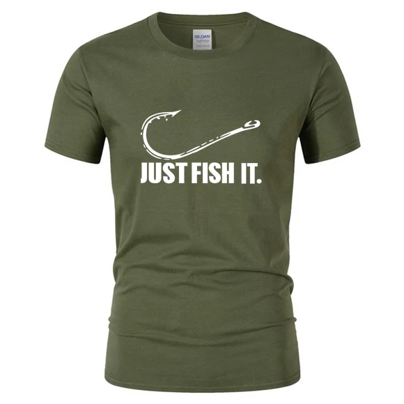 Новинка 2021 забавная Мужская футболка для рыбалки с надписью Just Fish It мужчин и