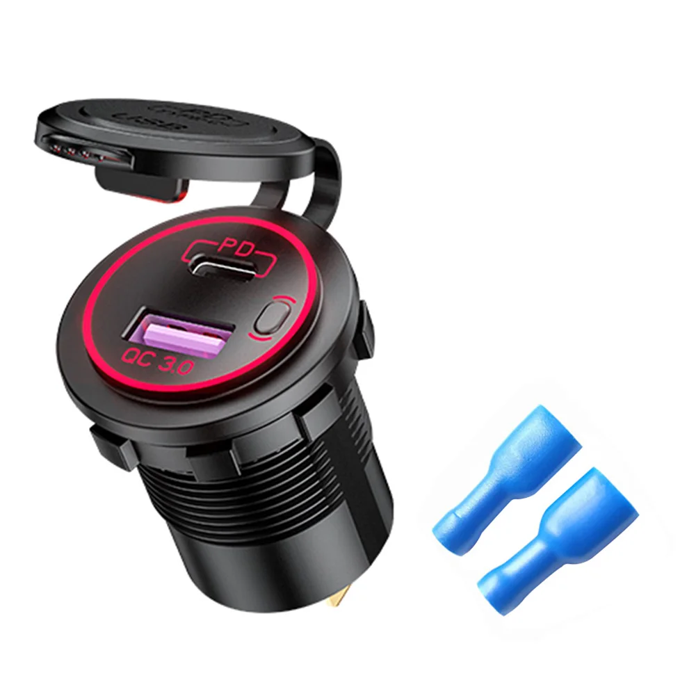 Двойное зарядное устройство USB PD QC3.0 24 В водонепроницаемое пылезащитное быстрое