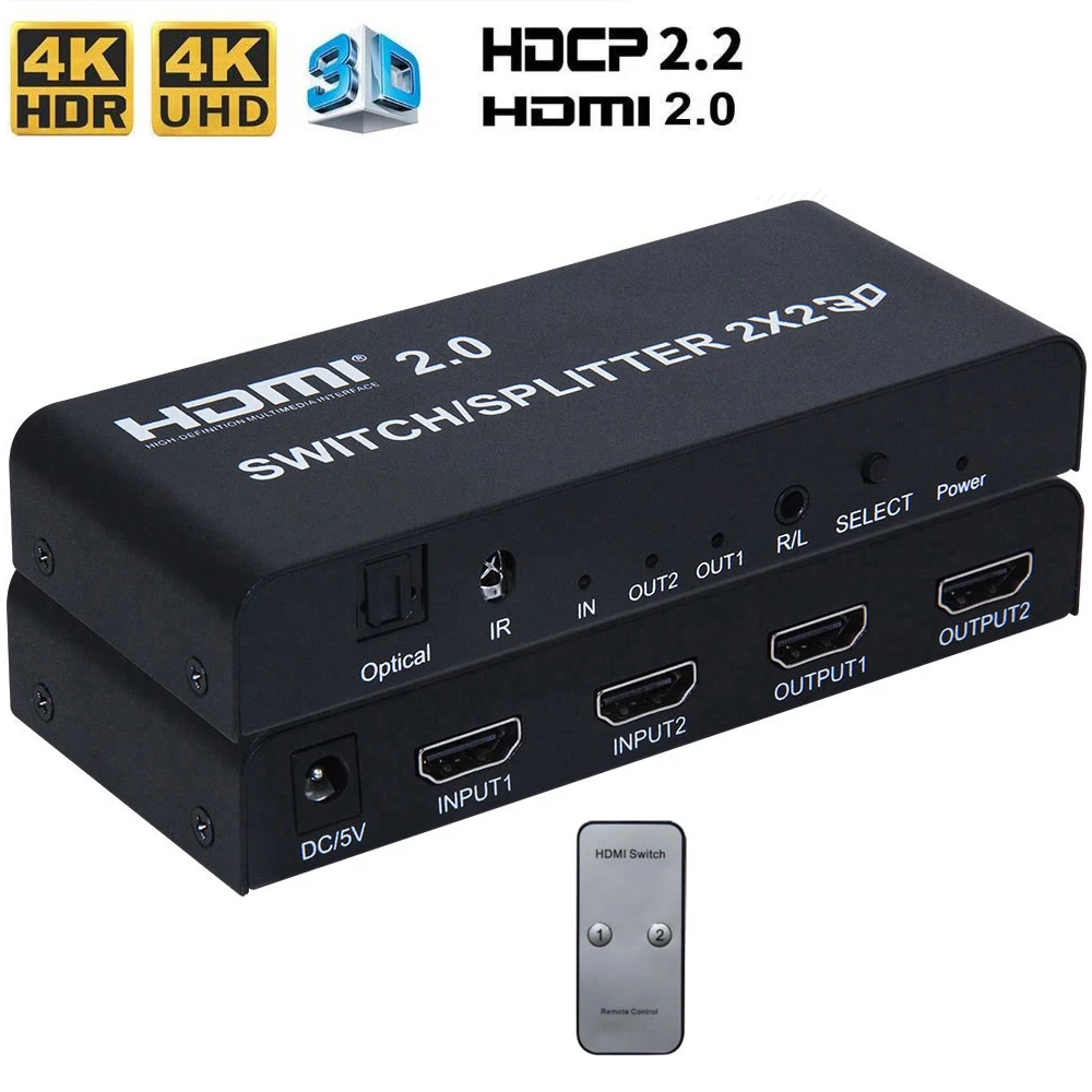 2x2 HDMI совместимый 2 0 сплиттер Коммутатор 1 4 коммутатор 3X2 аудио видео конвертер