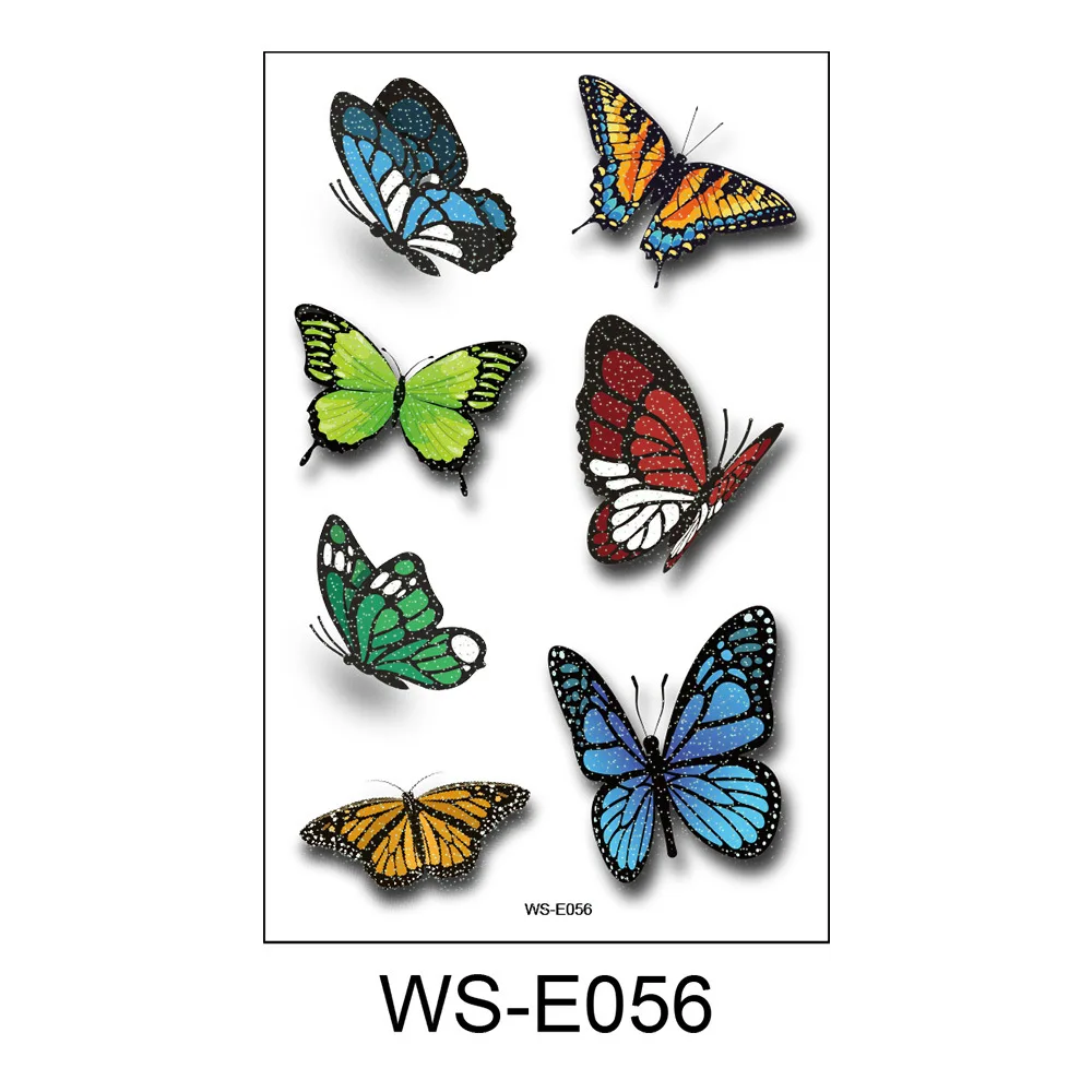 

6 set Waterpro of Butterfly 3D Tattoo Stickers Fake Tatoo for Women Kids Colorful Body Art Temporary Tattoos