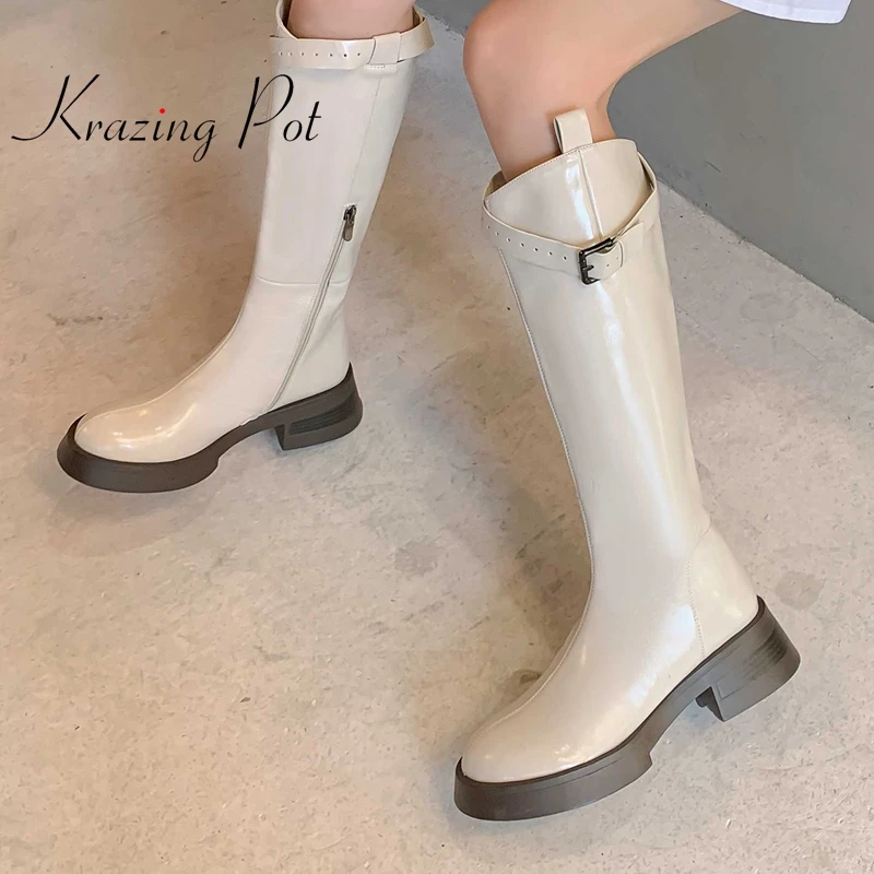 

Сапоги конные из коровьей кожи, с круглым носком, на высоком каблуке