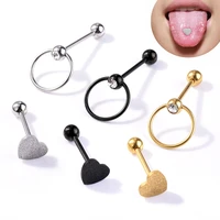 14g scrub tongue nail rings lovely heart tongue piercing lengua tragus helix ear piercing body jewelry gift wholesale
