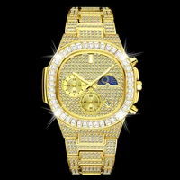 18k gold iced out mens watches top brand luxury full diamond watch men chronograph waterproof male clock hip hop male clock man
