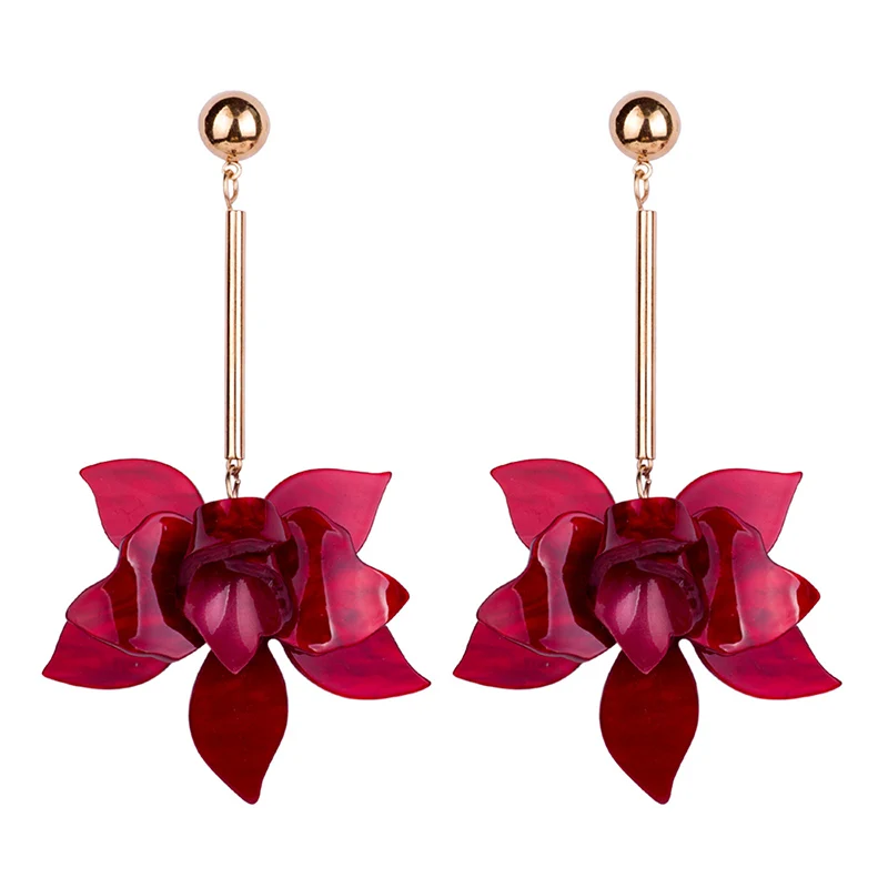 Серьги подвески женские большие длинные висячие украшения из акриловой смолы с