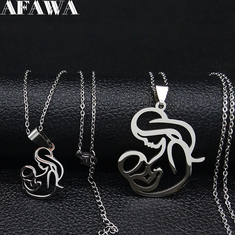 Комплект из 2 предметов для мамы и ребенка модные серебристые Цвет ожерелье в