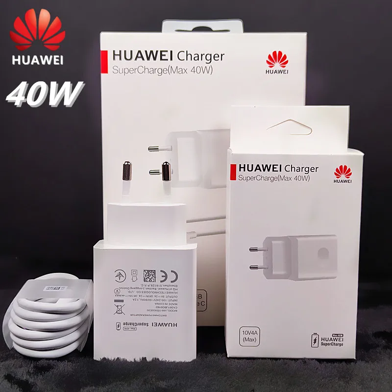

Зарядное устройство для huawei, 40 Вт, с европейской вилкой, 5 А, кабель type-C для Huawei P40, P30 Pro, MATE 20 PRO, Mate30, honor 30s, v30, nova 5, 6, 7 Pro