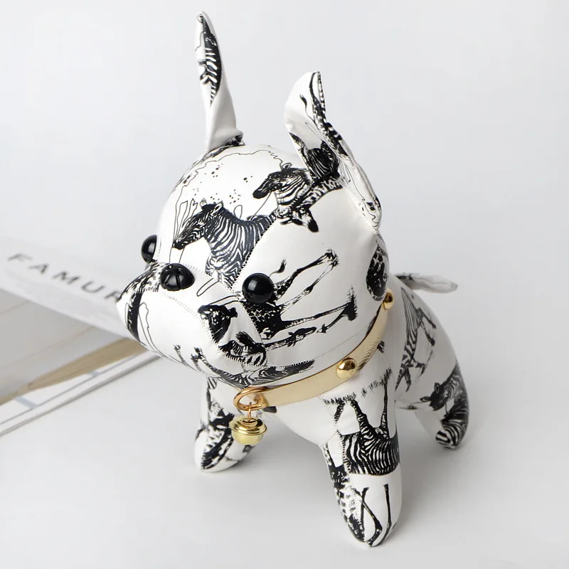 Кожаный брелок с бульдогом PU Колокольчик для животных 3D собака держатель сумка