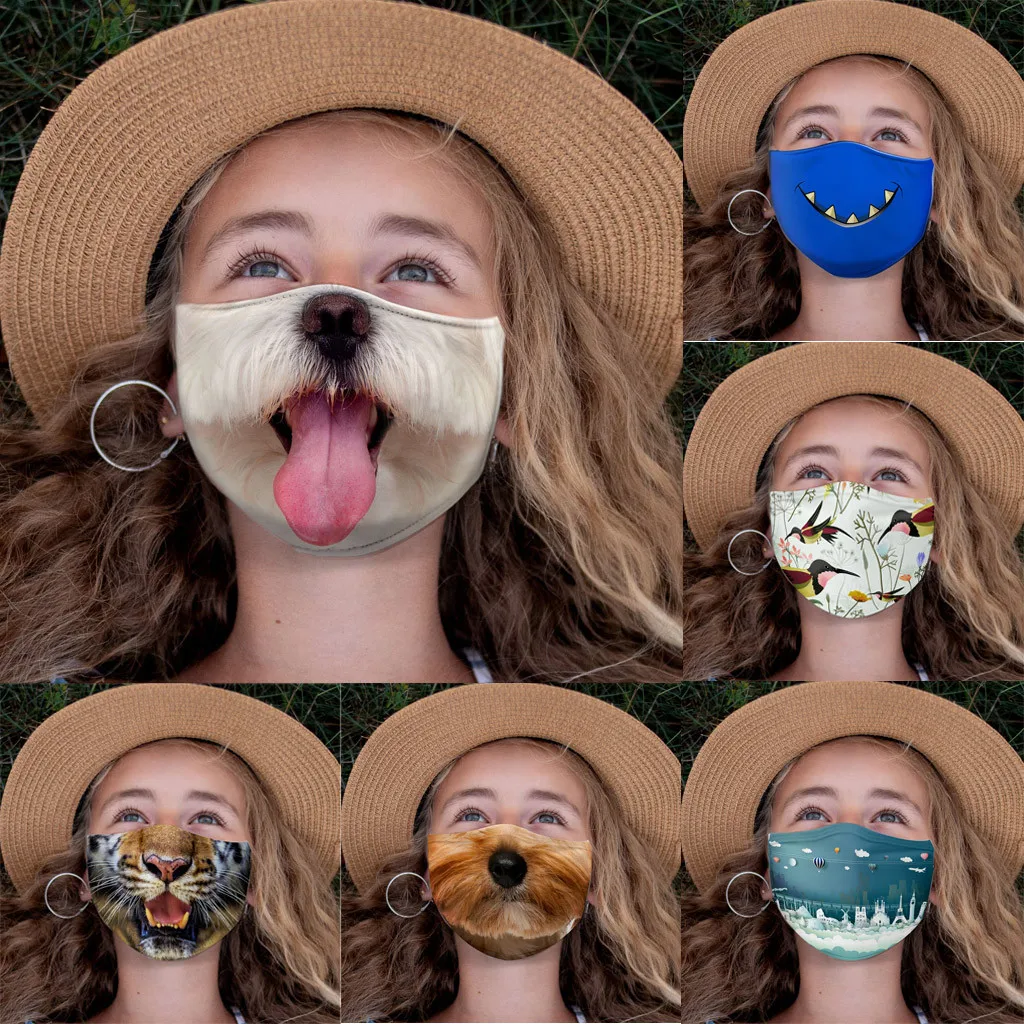 Хлопковая маска для лица унисекс с аниме принтом регулируемая ветрозащитная